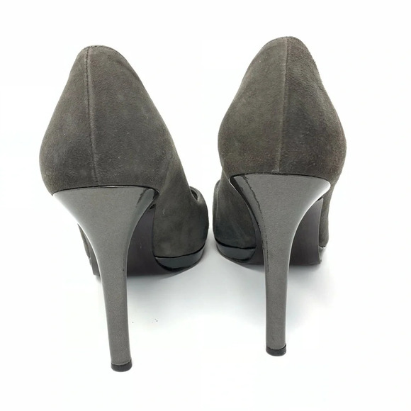 Stuart Weitzman Gray Suede Peep-toe Heels - Picture 5 of 6